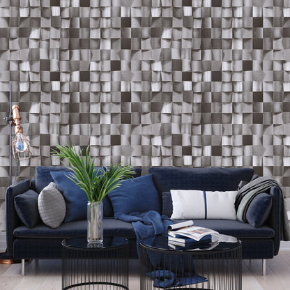 Satinated wood tiles 3D pattern wallpaper - Anka 1615-1 (16,5m2)