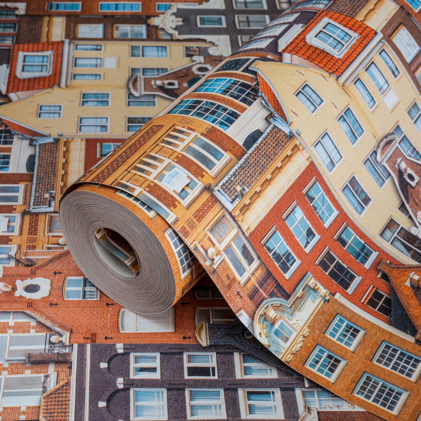 Amsterdam houses inspired modern pattern wallpaper - Anka 1618-3 (16,5m2)