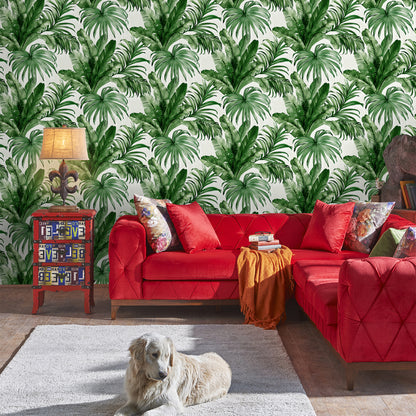 Palm leaves and Tropical Jungle inspired wallpaper - Indigo 4714-4 (10,6m2)