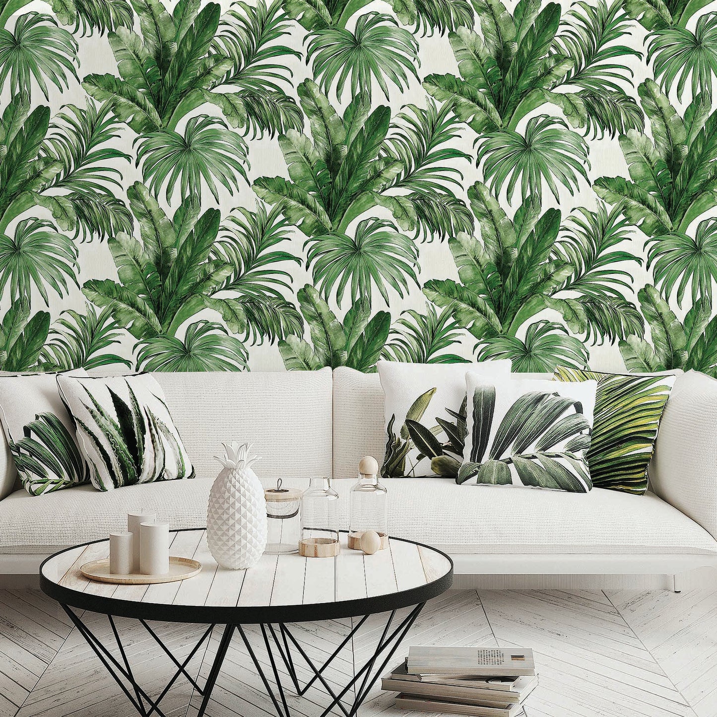 Palm leaves and Tropical Jungle inspired wallpaper - Indigo 4714-4 (10,6m2)