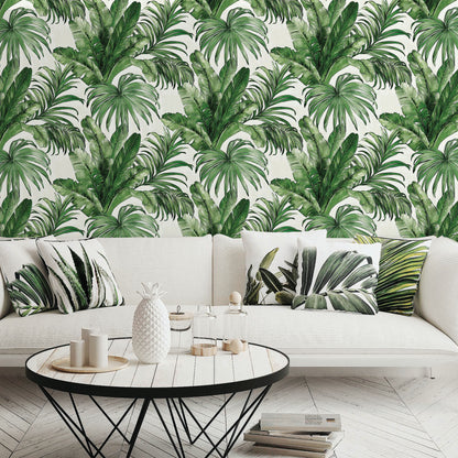Palm leaves and Tropical Jungle inspired wallpaper - Indigo 4714-4 (10,6m2)
