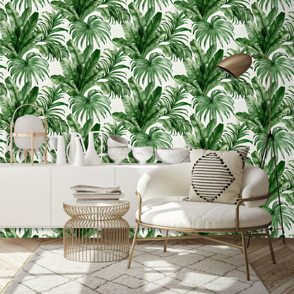 Palm leaves and Tropical Jungle inspired wallpaper - Indigo 4714-4 (10,6m2)