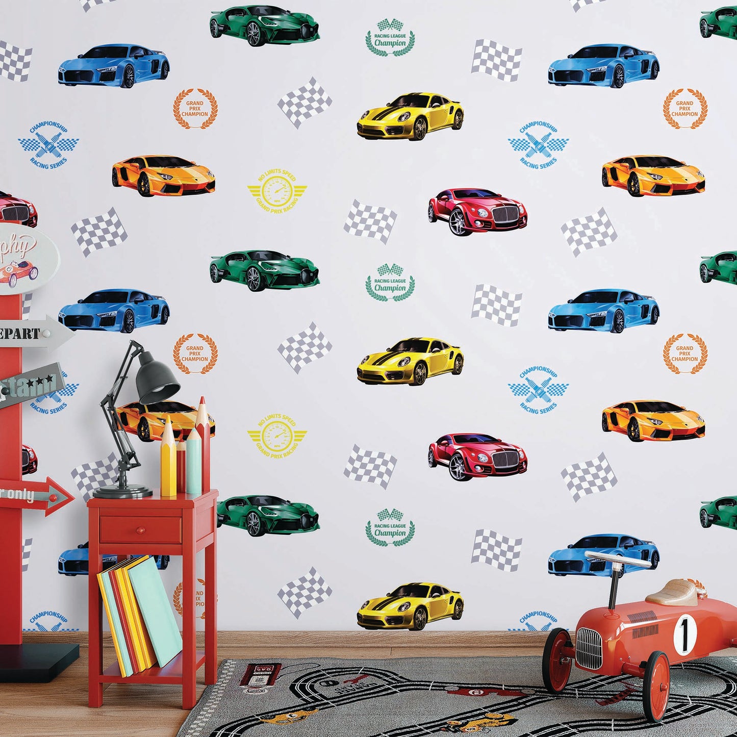 Racing themed wallpaper for car and speed loving kids - Adakids 8909-2 (10,6m2)