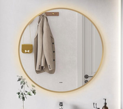 MirVelle Badkamerspiegel Rond - Mat Goud - LED Verlichting & Verwarming - Infrarood Schakelaar - 60x70,80x70,100x70,120x70 cm cm