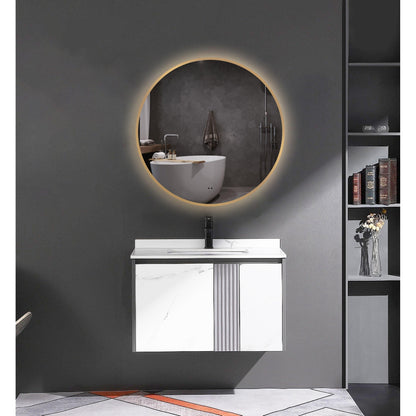 MirVelle Badkamerspiegel Rond - Mat Goud - LED Verlichting & Verwarming - Infrarood Schakelaar - 60x70,80x70,100x70,120x70 cm cm
